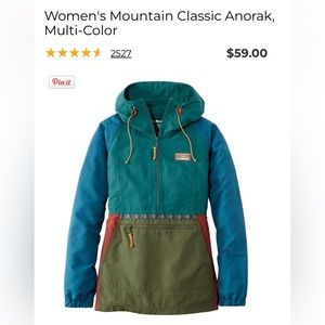 L.L. Bean Women’s Mountain Classic Anorak, Multi-Color